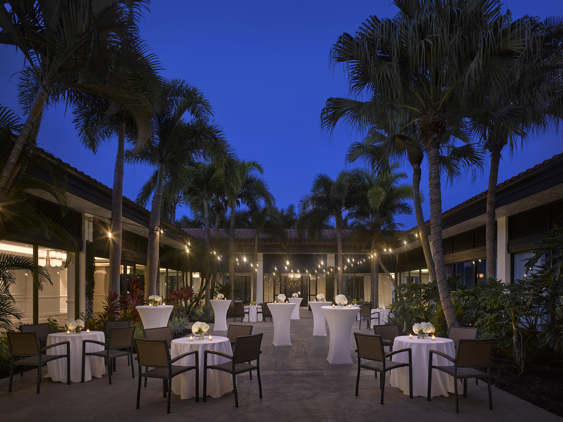 Courtyard dining at night