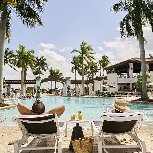 couple by the pool