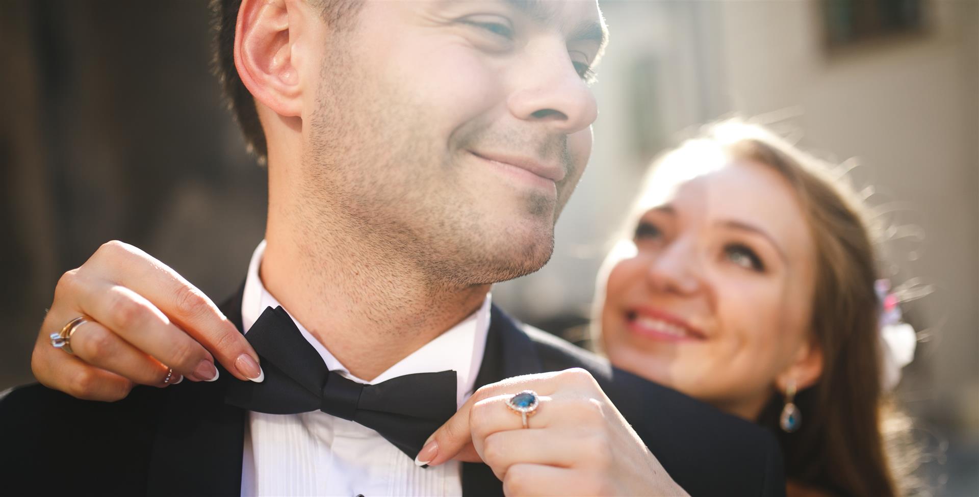 Couple in wedding attire